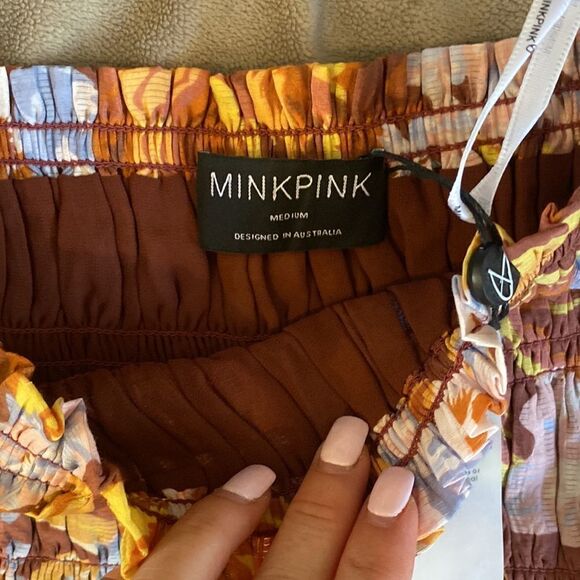 MINKPINK Serena Shirred Blouse Multi Color M Nwt - Picture 6 of 8